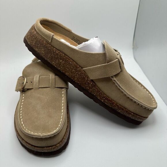 CUSHIONAIRE Women's Genuine Leather Cork Footbed Clog with +Comfort 7 SAND NEW - Picture 6 of 7